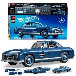 Mattel Brick Shop Hot Wheels Mercedes-Benz 300 Sl, Kit de Construction de Jouets 1600 Pièces de Collection